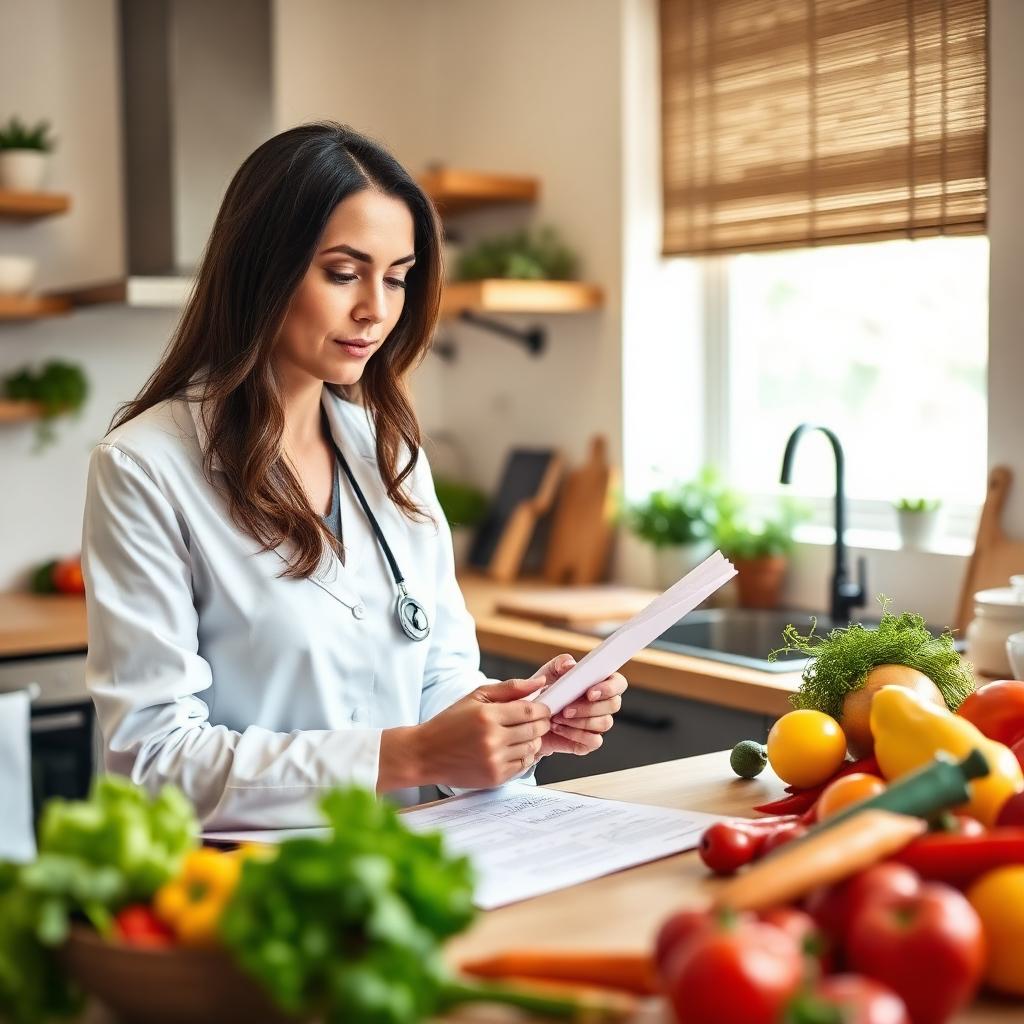 Nutritionist preparing a meal plan with fresh vegetables
